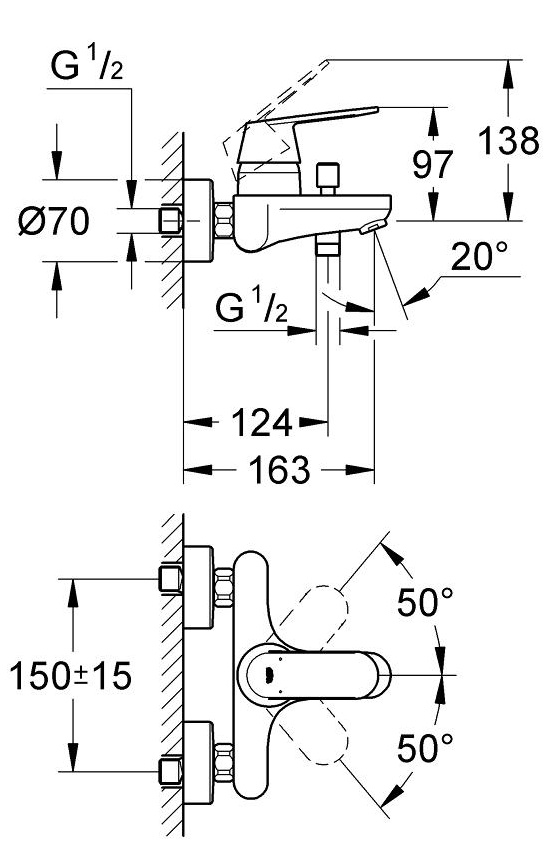 Смеситель для ванны Grohe Eurosmart Cosmopolitan 32831000