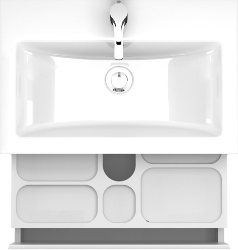 Мебель для ванной Velvex Klaufs 90 см подвесная, 2 ящика белый глянец/дерево шатанэ
