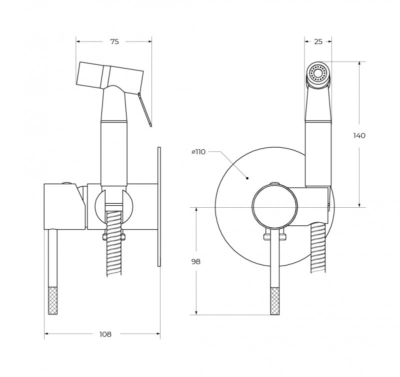 Смеситель Cezares RELAX-DIF с гигиеническим душем