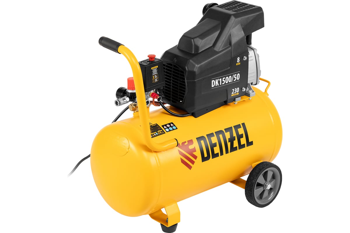 Воздушный компрессор Denzel DK1500/50,Х-PRO 1,5 кВт, 230 л/мин, 50 л 58064