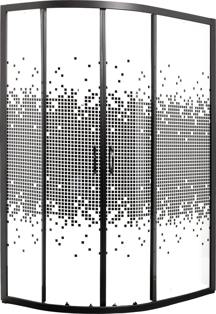 Душевой уголок Мономах ДУ 100/70/180 МЗ BL L/R 100x70 прозрачное с рисунком, черный, 10000008624