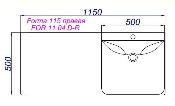 Раковина Aqwella Forma 115 см правая