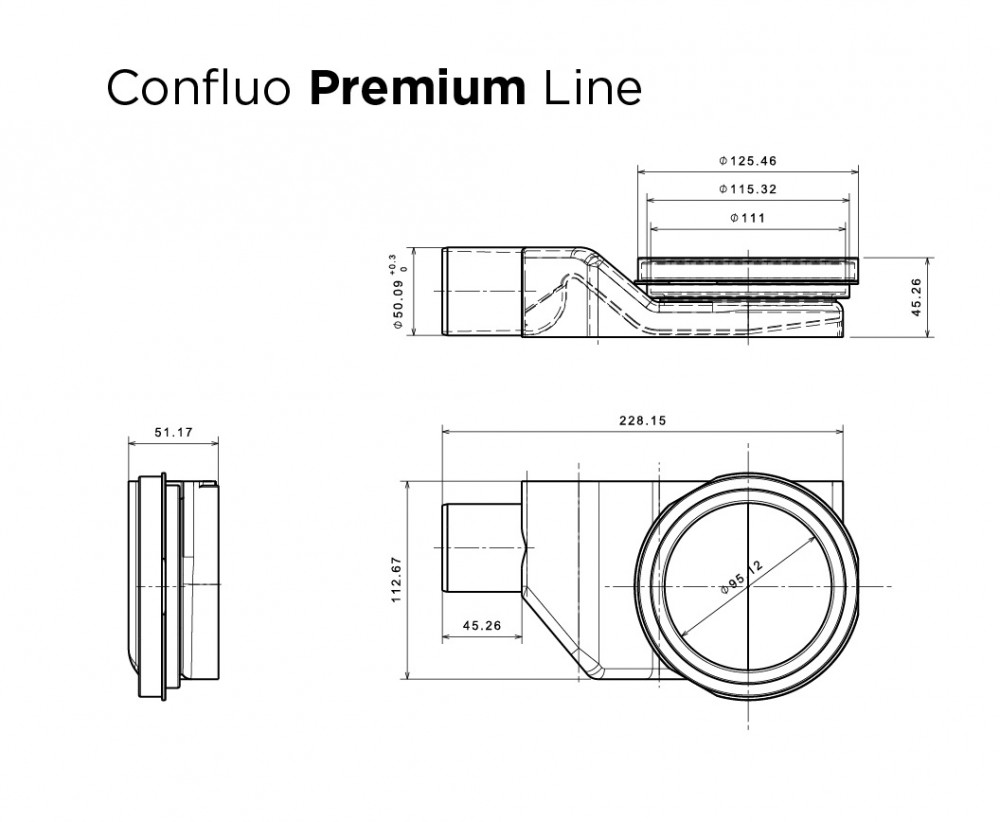 Душевой лоток Pestan Confluo Premium Line 550 белое стекло/сталь