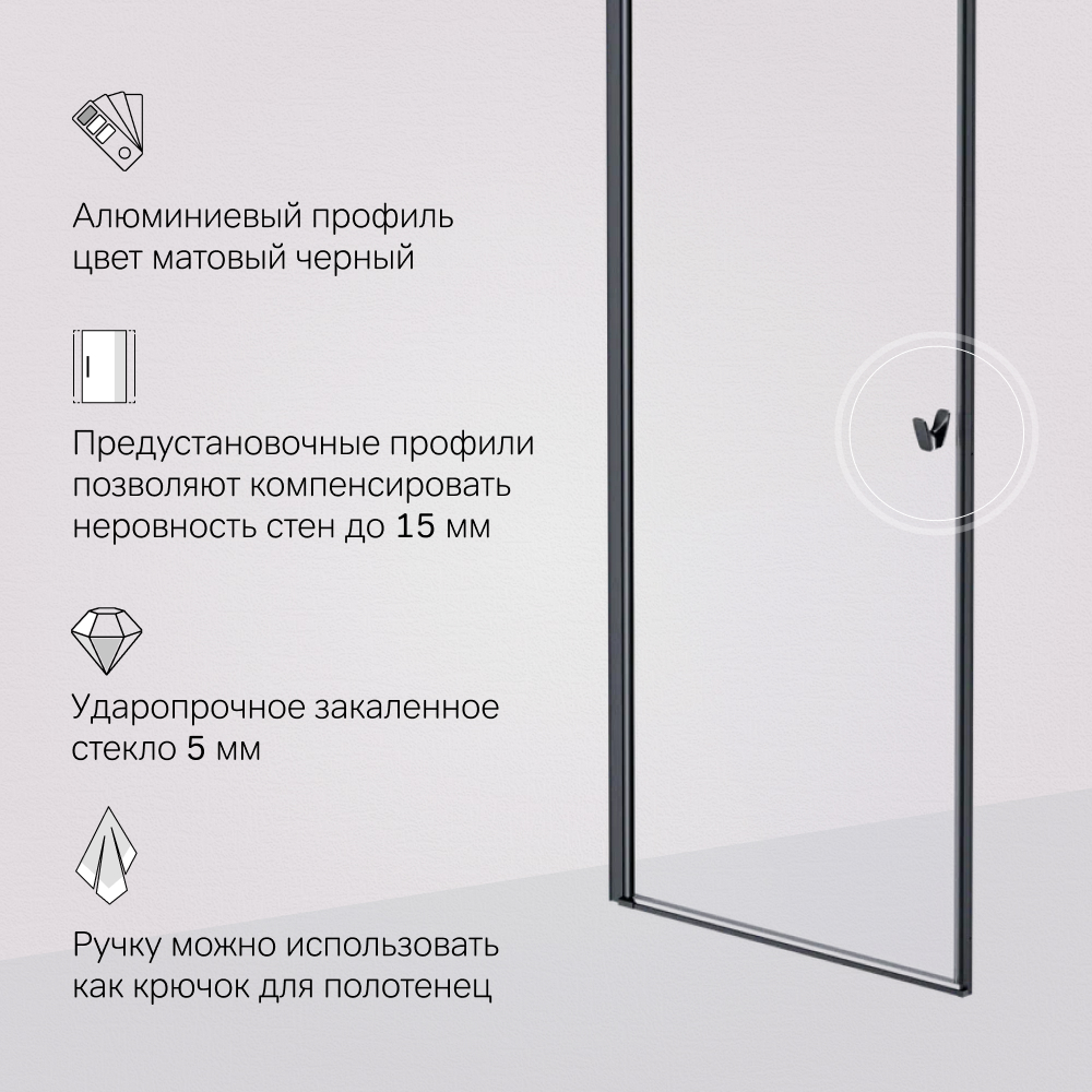 Душевая дверь Am.Pm Sunny W87G-80-1P-BT 80x190 прозрачное, черный матовый