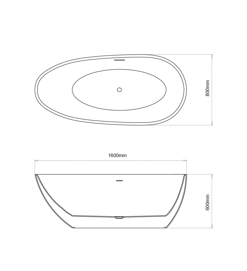 Акриловая ванна Grossman Fly GR-1103MB 160x80 черный матовый