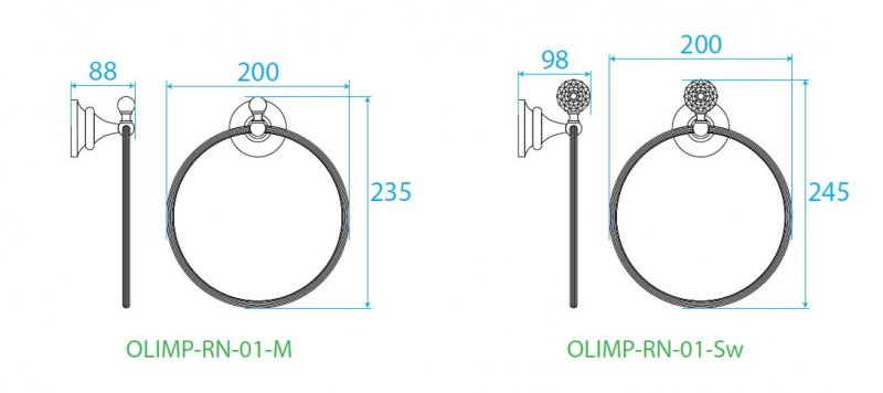 Полотенцедержатель Cezares Olimp OLIMP-RN-02-Sw бронза, Swarovski