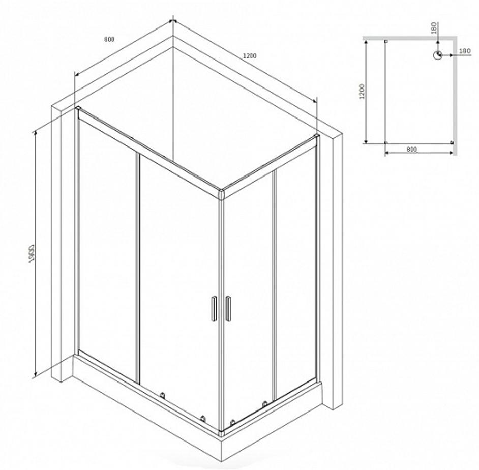 Душевой уголок Am.Pm Gem W90G-404-120280-BT 120x80 прозрачный, черный матовый