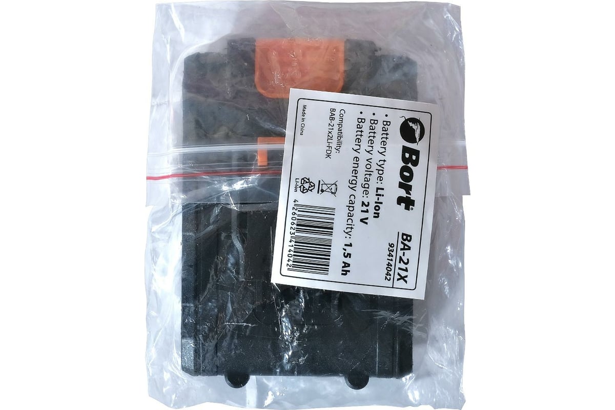 Батарея аккумуляторная 21 В, 1.5 Ач BA-21X Bort 93414042