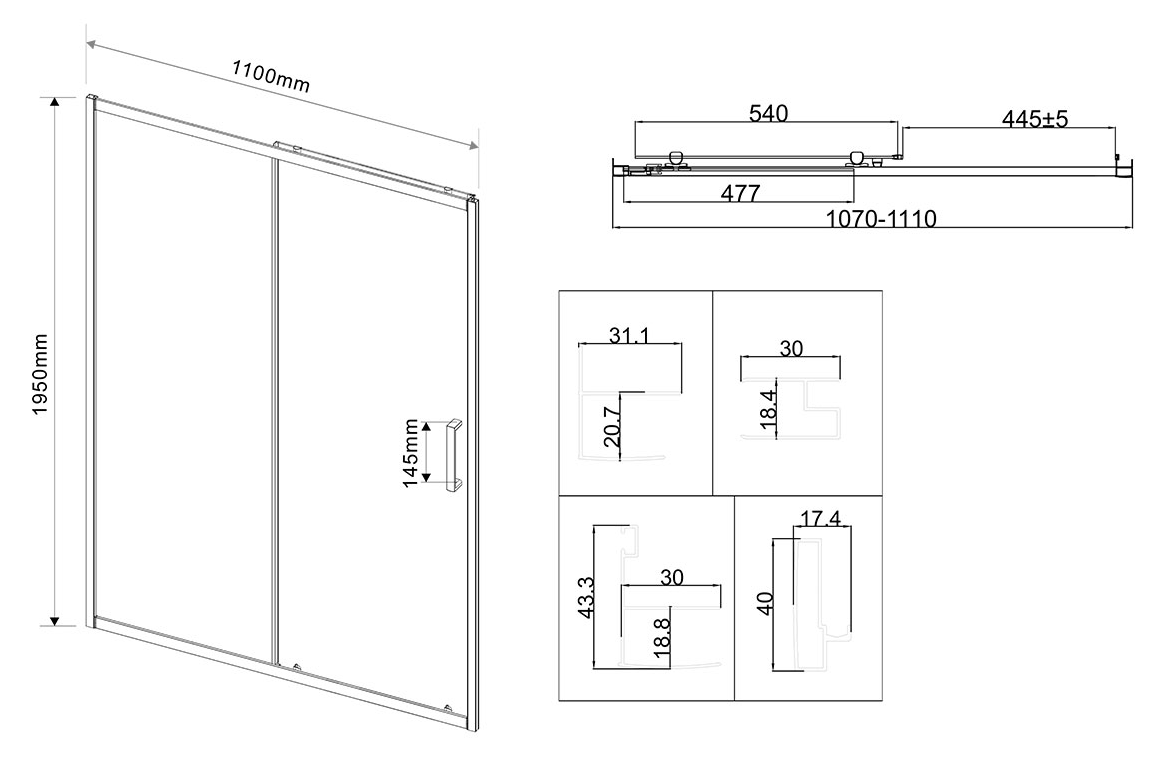 Душевая дверь Vincea City VDS-5CT110MT 110x195 хром, текстурная