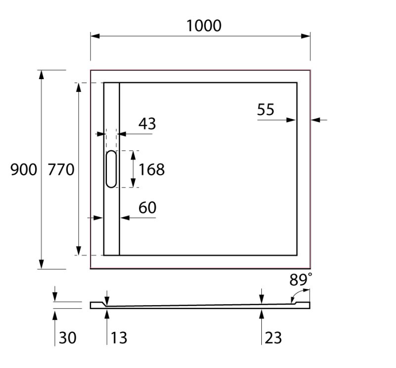 Панель для поддона Cezares TRAY-AS-AH-100/90-100-SCR 100x90