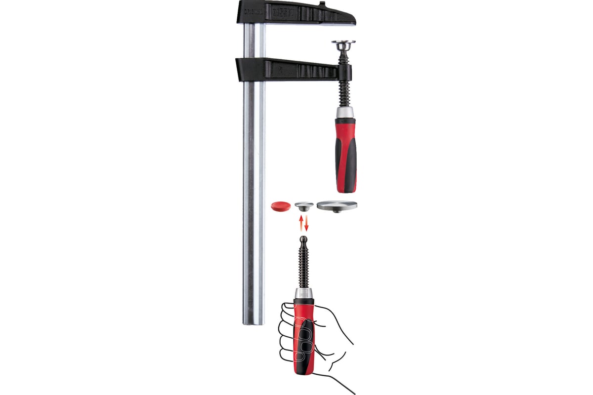 Струбцина BESSEY чугунная 1500/120, 7 кН, 2К ручка BE-TGK150-2K