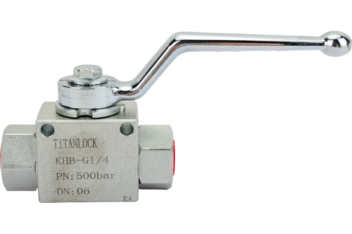 Гидравлический шаровой кран TITAN LOCK 1/4", типа ВР-ВР, с креп. отв., сталь TLHYDV1/4F