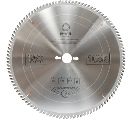 Диск отрезной для ламината и МДФ (350x30x3.5/2.8 мм; Z=108 TFZ) PROCUT 755.3503008