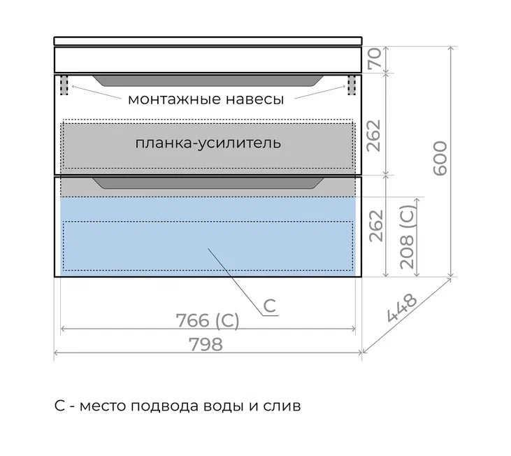 Тумба с раковиной Style Line Остин 80 см белый матовый