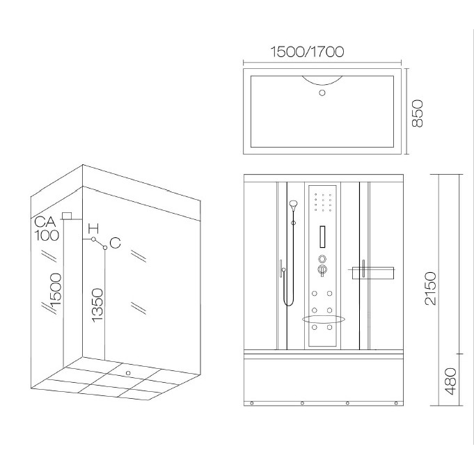 Душевой бокс Aqualux Quadro-170 AQ-4077GFH