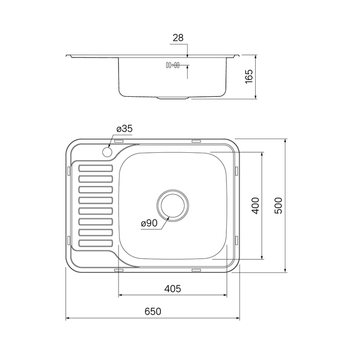 Кухонная мойка Iddis Basic BAS65PRi77 65 см сталь