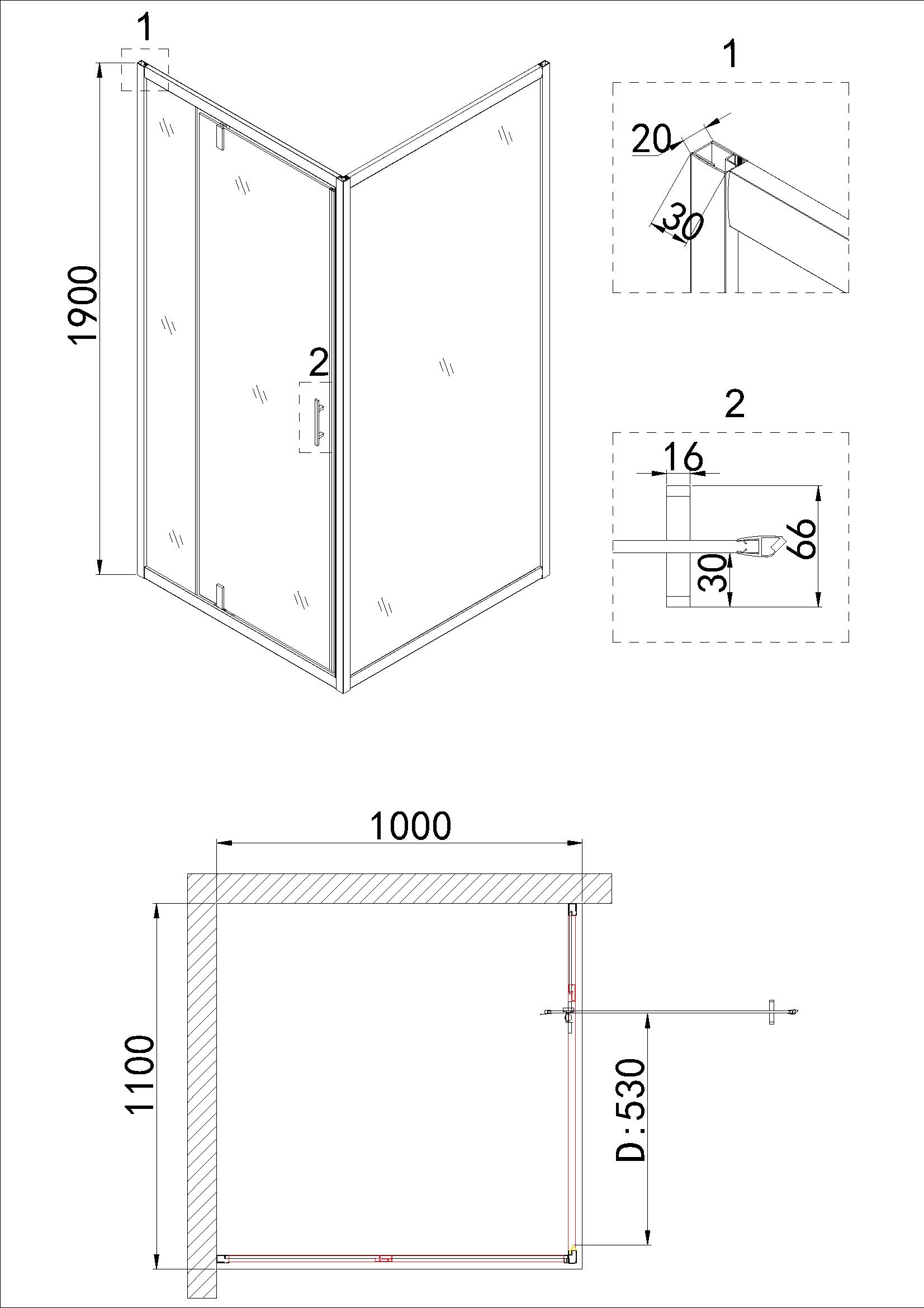 Душевой уголок Niagara Nova NG-43-11AG-A100G 110x100 прозрачный, золото