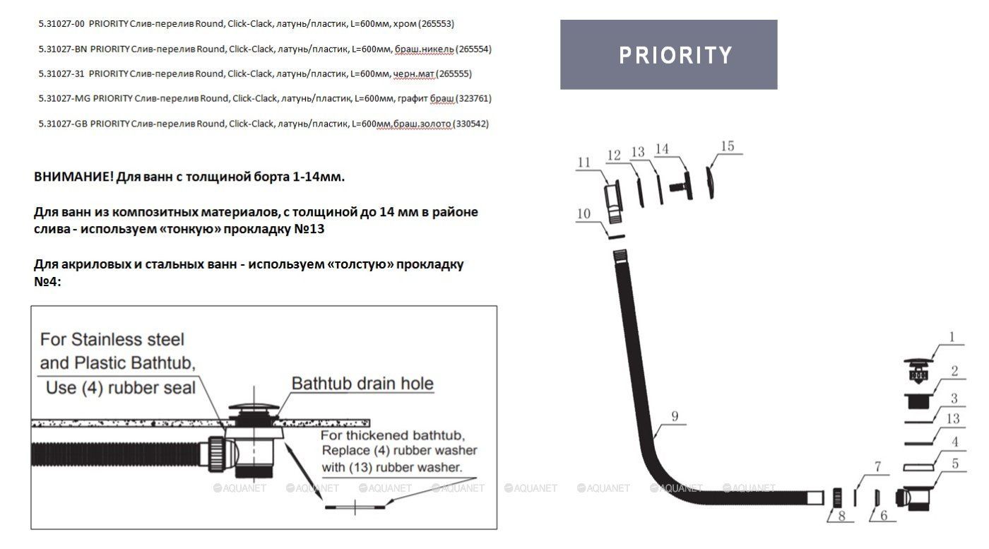 Слив-перелив Allen Brau Priority 5.31027-31 черный