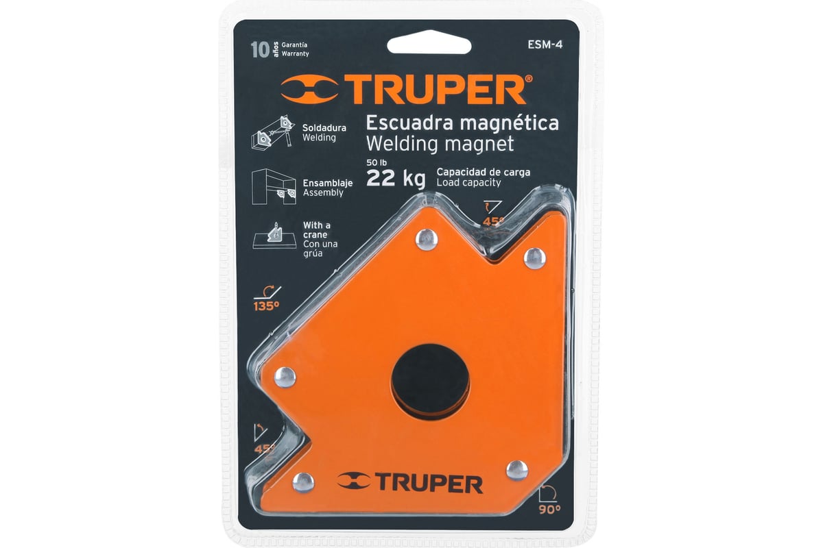 Уголок магнитный для сварки ESM-4 (45/90/135 градусов; 23 кг) Truper 15407