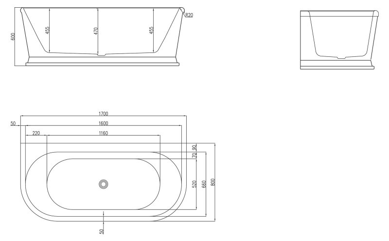 Акриловая ванна BelBagno BB408 170x80 белый