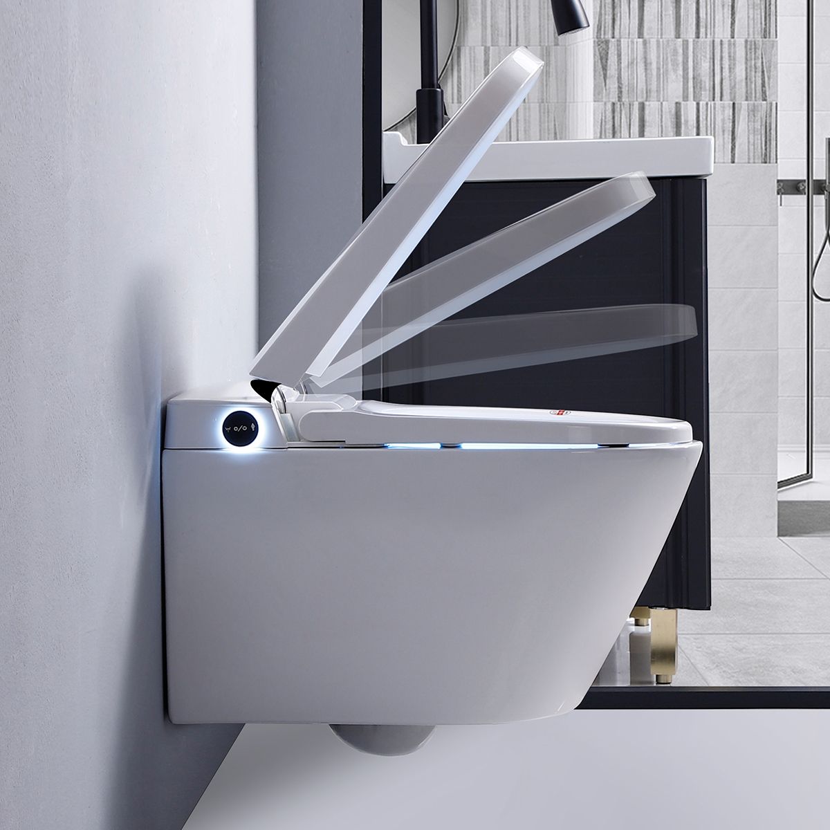 Электронный подвесной унитаз-биде Timo ТЕ-751 с инсталляцией и хромированной кнопкой