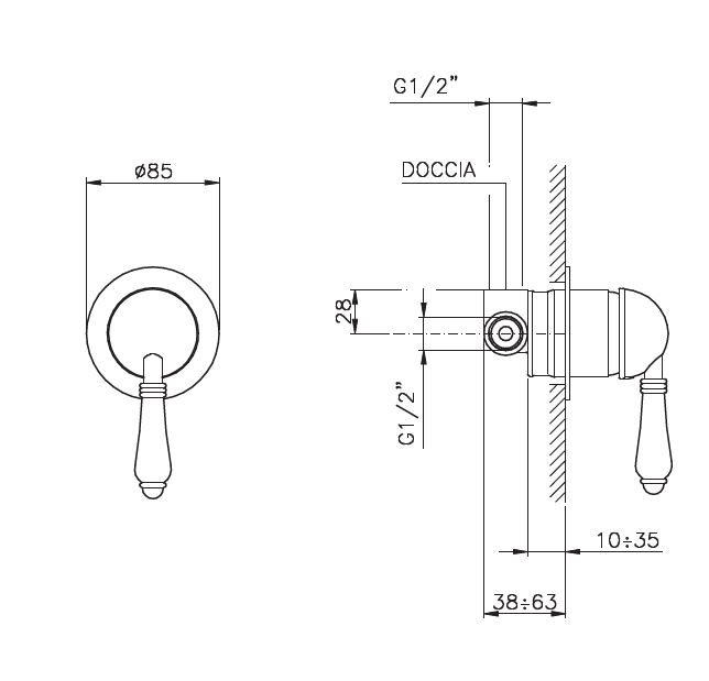 Смеситель для душа Nicolazzi El Capitan 3406MCR75 внешняя часть, хром