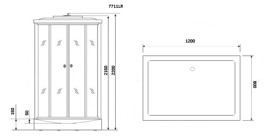 Душевая кабина Niagara Luxe NG-7711GL 120x90 L, золото