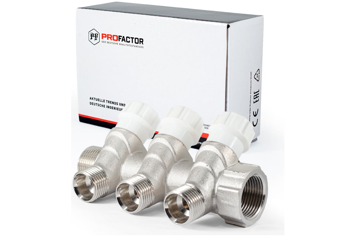 Коллектор с регулировочными вентилями PROFACTOR в/н 3/4" х 3 вых 1/2"нар PF MV 268.3