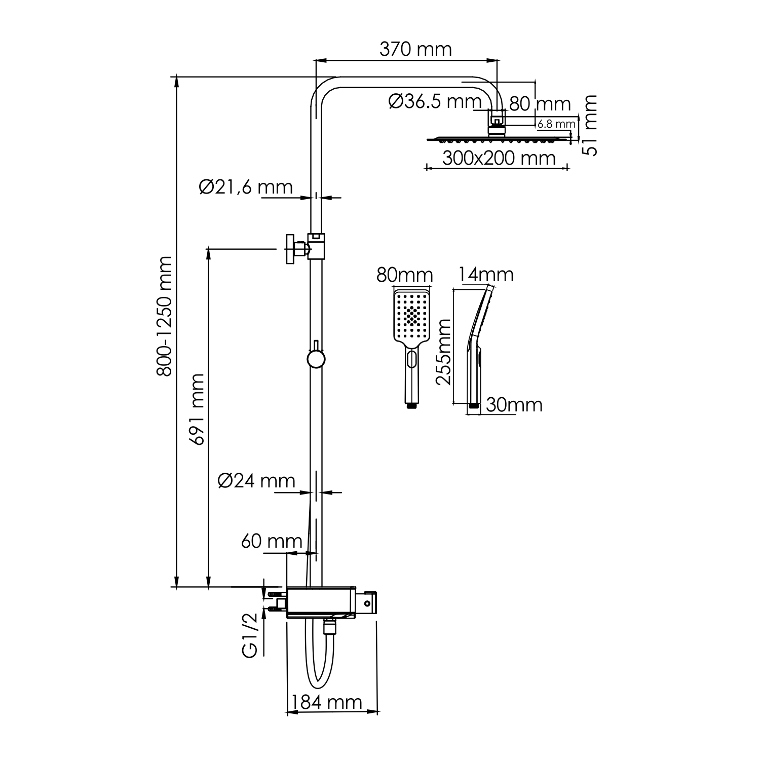 Душевая стойка WasserKRAFT A113.069.126.CH Thermo с термостатом, хром