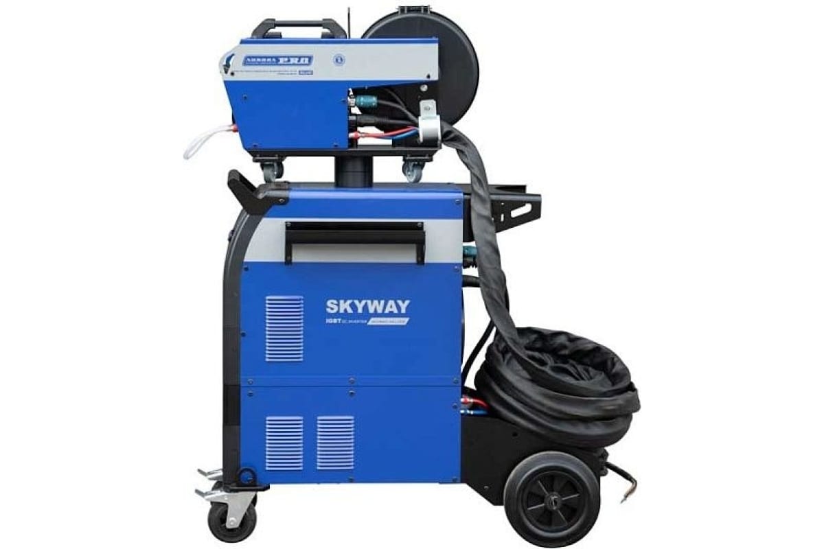 Сварочный полуавтомат Aurora SKYWAY 550 SYNERGIC (2 LCD) + выносной подающий, 10 м, водяное охлаждение 36182