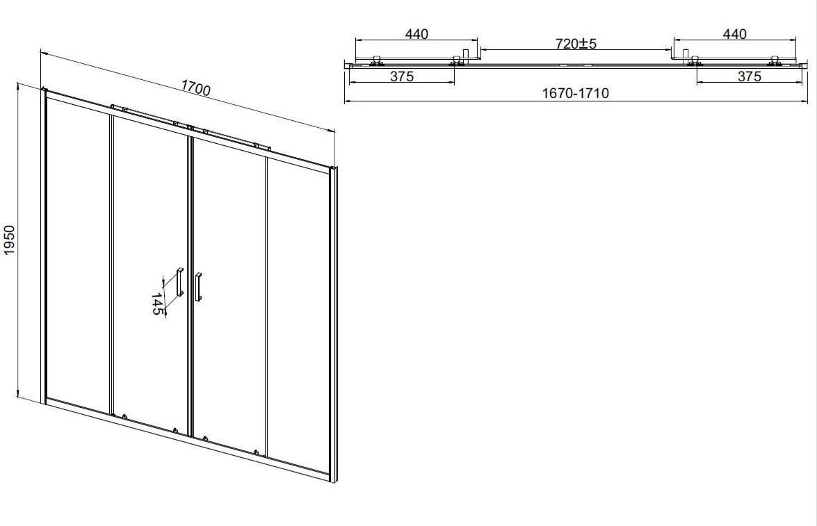 Душевая дверь Vincea Сити (City) VDS-5CT2170CL 170x195 хром, прозрачная