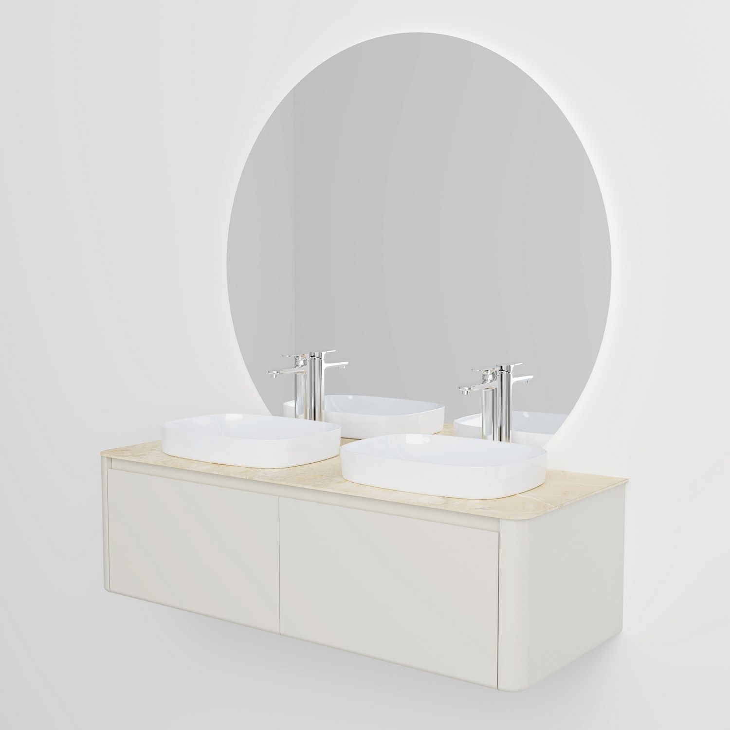 Мебель для ванной Black&White Universe U916.1400-2 Double 140 см, бежевый, две раковины Мебель для ванной Black&White Universe U916.1400-2 Double 140 см, бежевый, две раковины