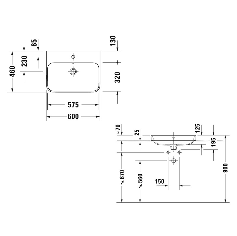 Раковина Duravit Happy D.2 2360601300 60 см черный матовый