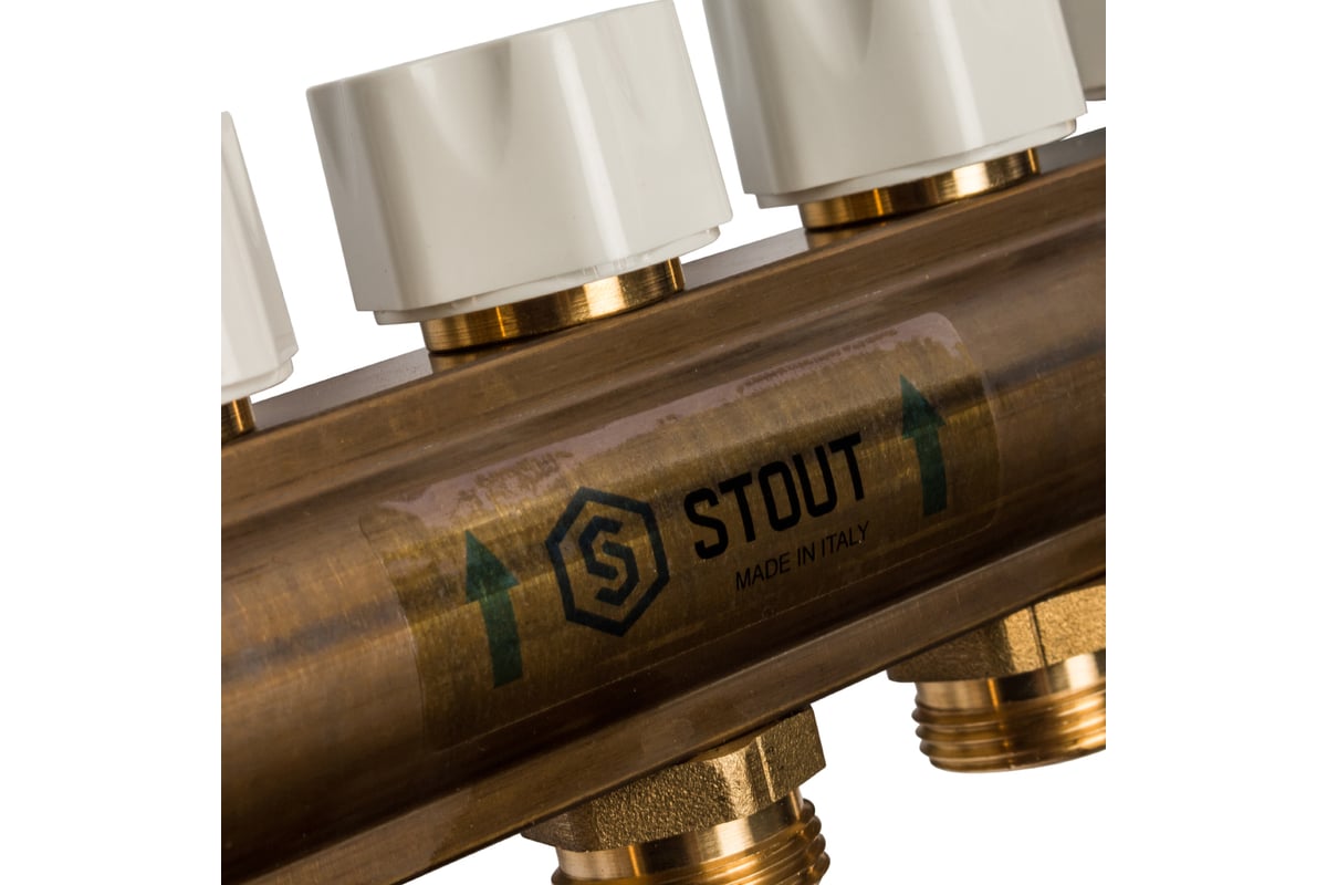 Распределительный коллектор из латуни с расходомерами 7 вых. STOUT SMB 0473 000007