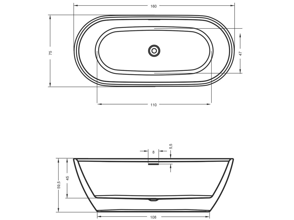 Акриловая ванна Riho Inspire 160x75 белый матовый