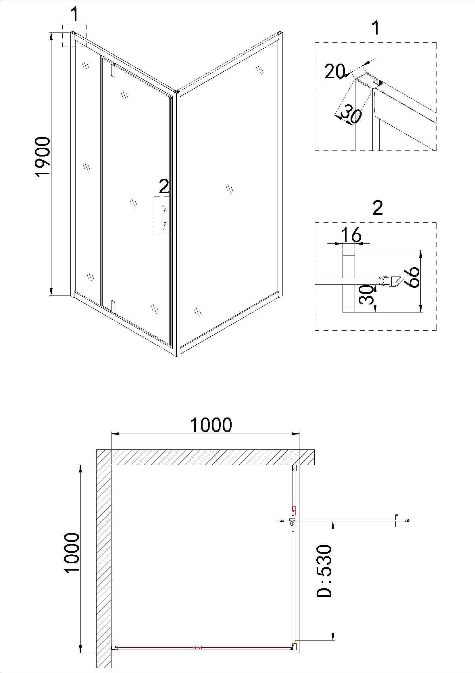 Душевой уголок Niagara Nova NG-43-10AG-A100G 100x100 прозрачный, золото