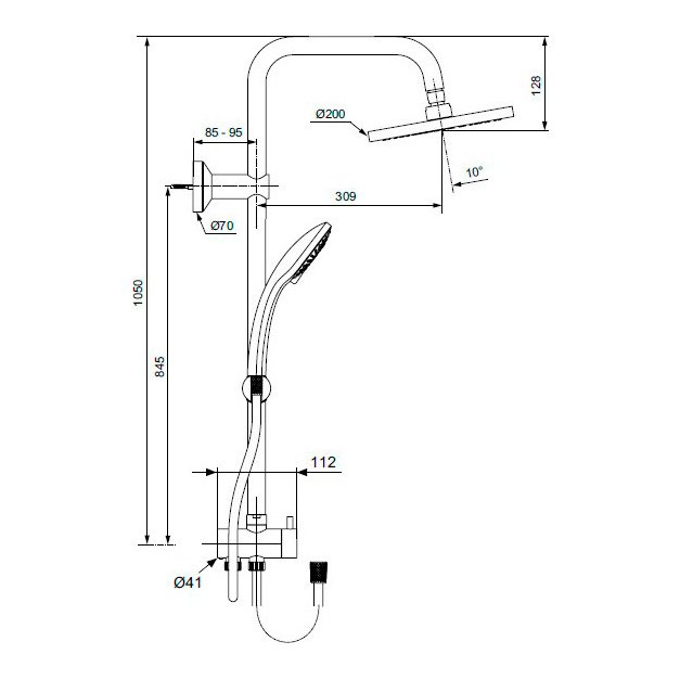 Душевая стойка Ideal Standard Idealrain SoftEco A6281AA