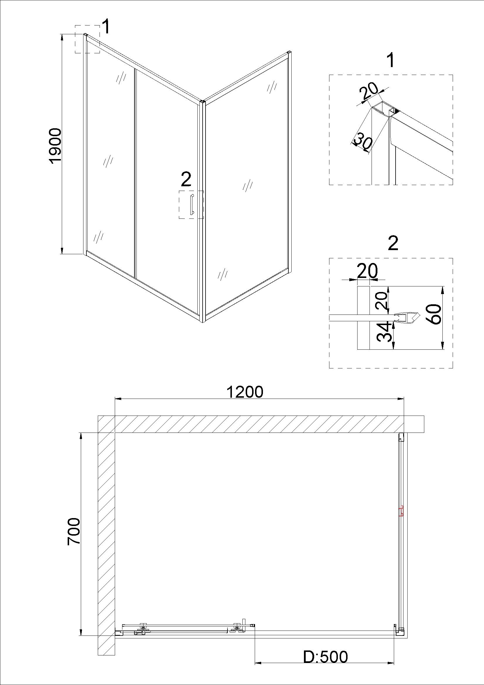 Душевой уголок Niagara Nova NG-42-12AG-A70G 120x70 прозрачный, золото