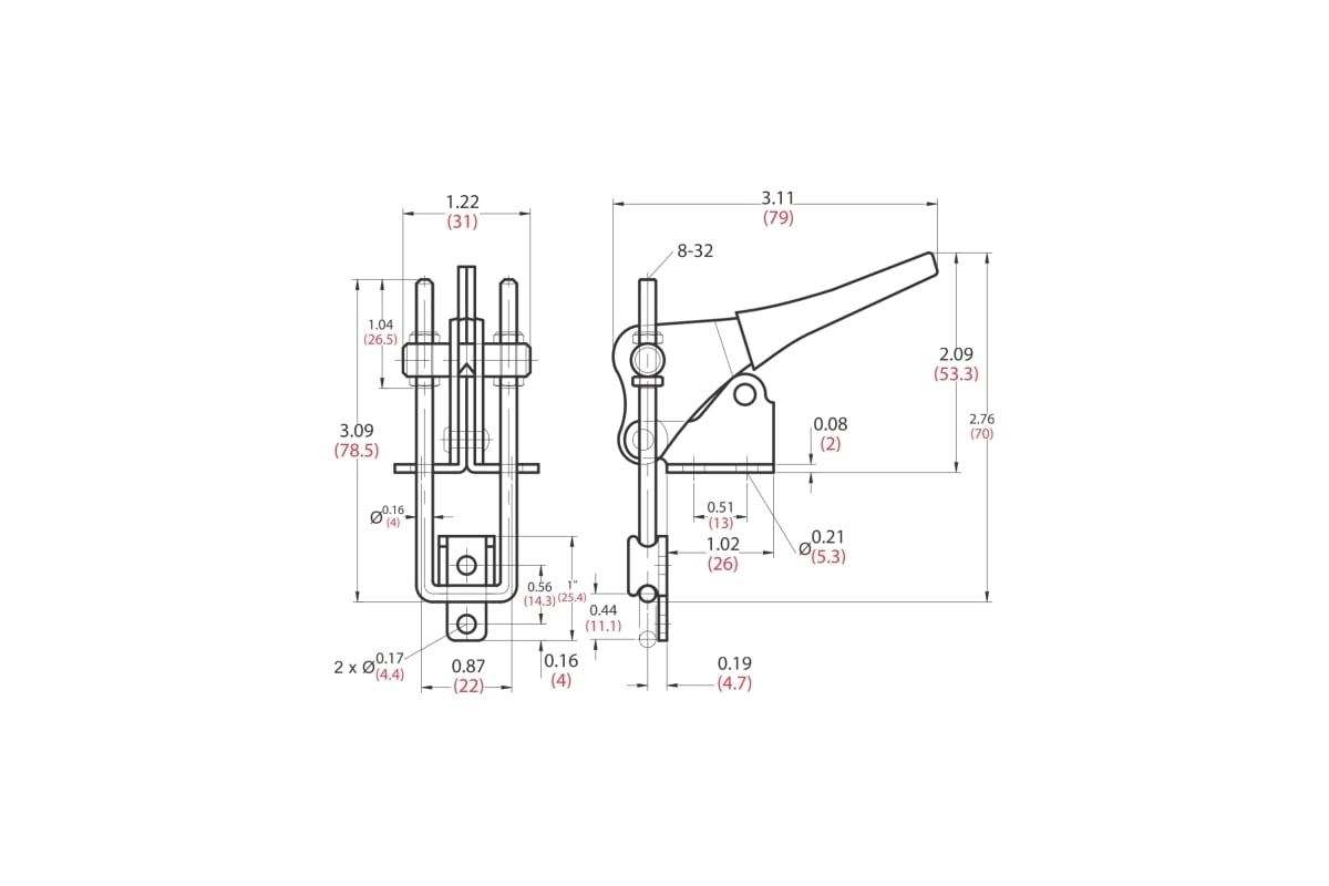 Защелкивающийся вертикальный зажим, усилие 227кг WOODWORK GH-40324