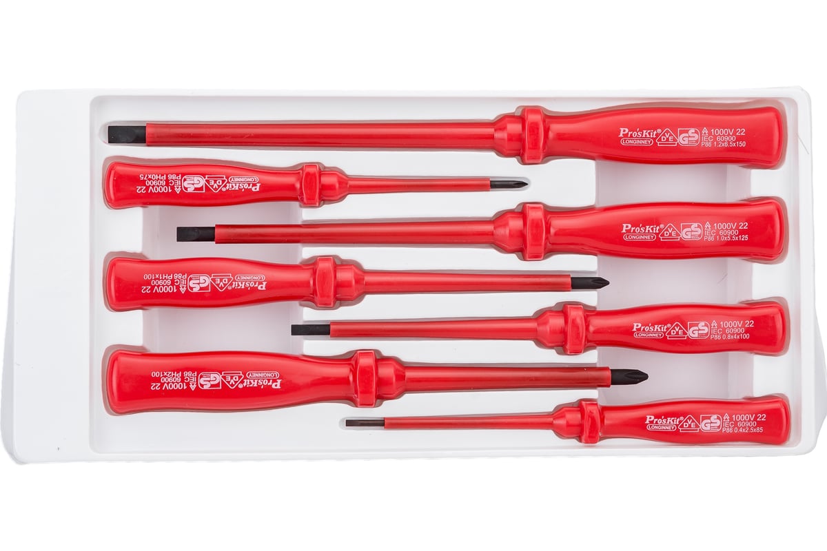 Набор изолированных отверток ProsKit 8PK-8100 E 4х -, 3х +, 1000В С00034089