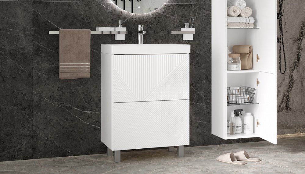 Тумба с раковиной Velvex Edge 60 см напольная