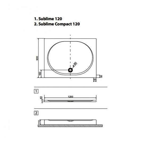 Поддон для душа Excellent Sublime 120x90