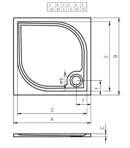 Поддон для душа Riho Kolping 120x90