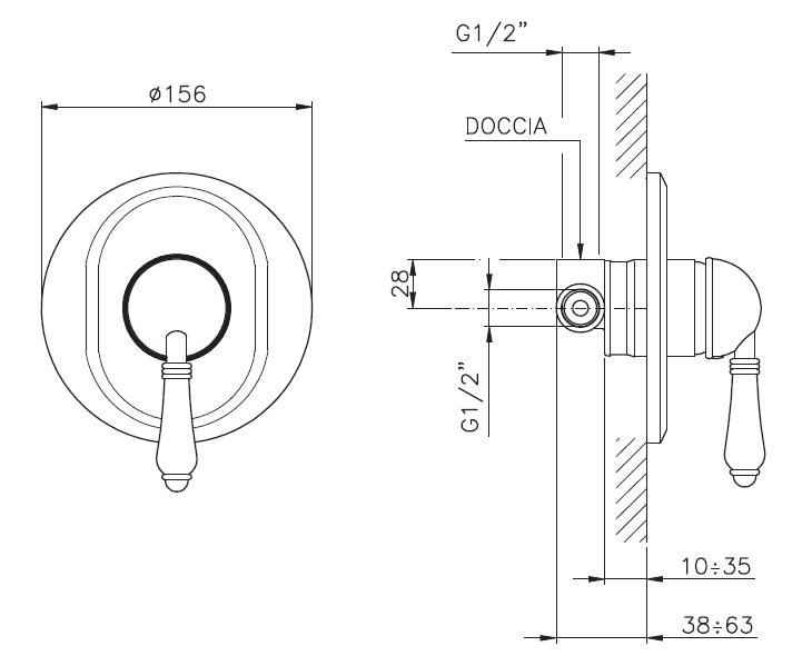 Смеситель для душа Nicolazzi El Capitan 3406BZ75 внешняя часть