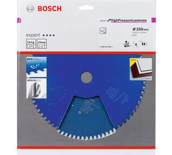 Диск пильный Expert for High Pressure Laminate (250x30 мм; 2.8/1.8 мм; 80T) Bosch 2608644358