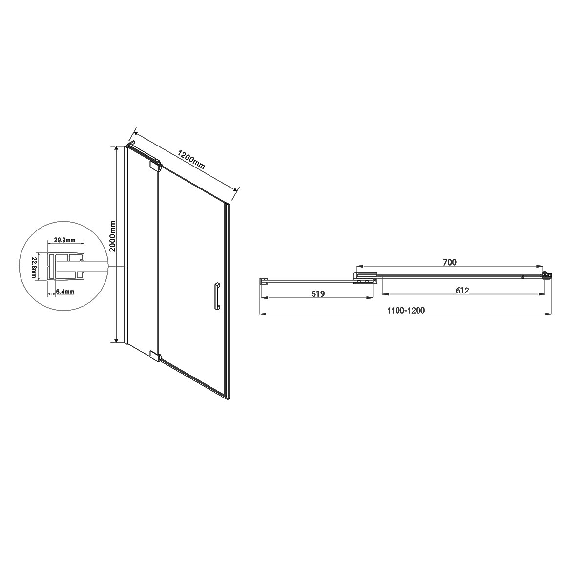 Душевая дверь Vincea Extra VDP-1E 110/120x200 хром, прозрачная