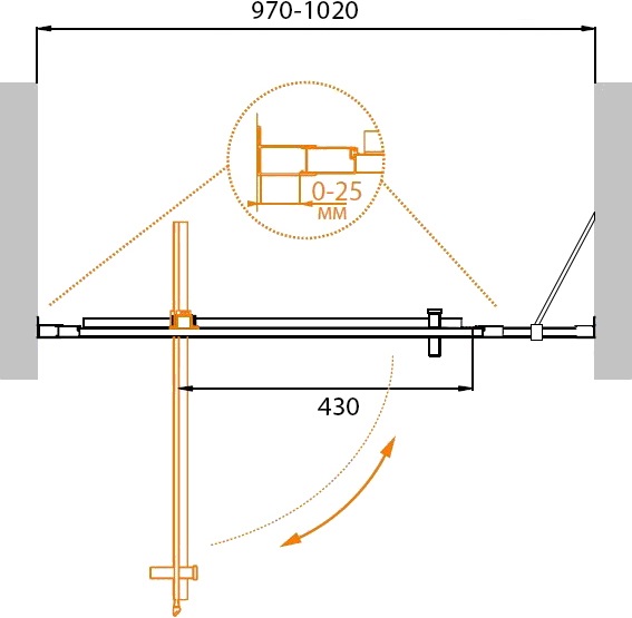 Душевая дверь Cezares MOLVENO-BA-11-70+30-C-Cr-IV 100x195 прозрачная