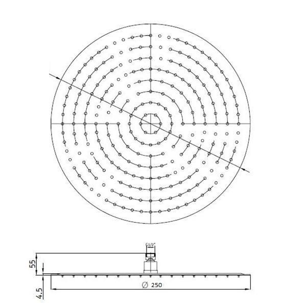 Верхний душ RGW Shower Panels SP-81 25x25 хром