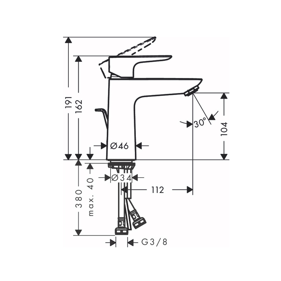 Смеситель для раковины Hansgrohe Talis E 71710140 с донным клапаном, бронза