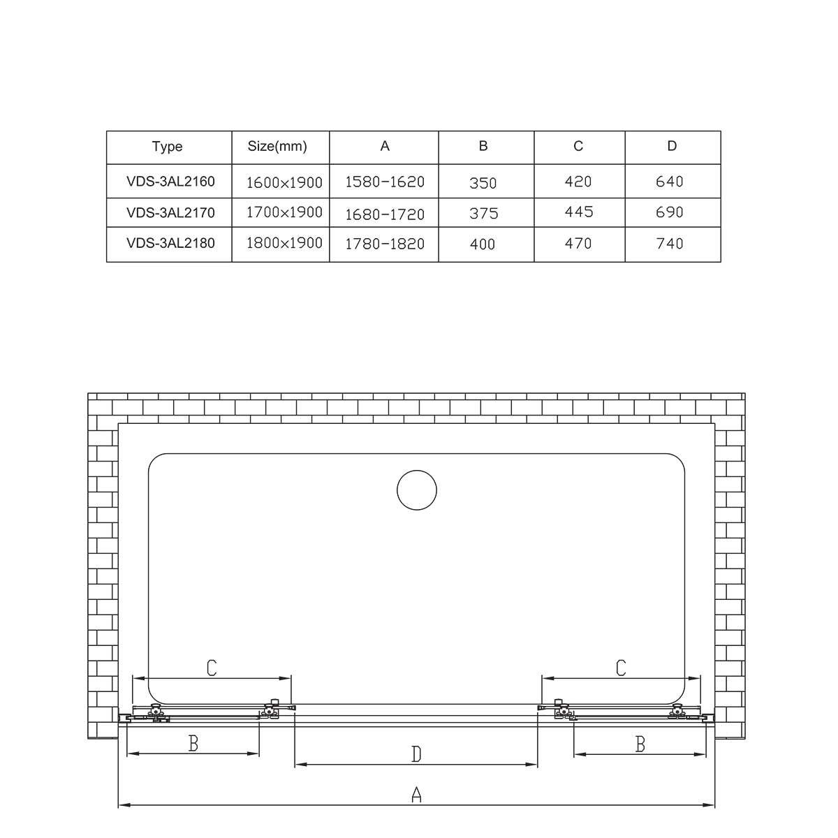 Душевая дверь Vincea Alpha VDS-3AL2160CL 160x190 хром, прозрачная